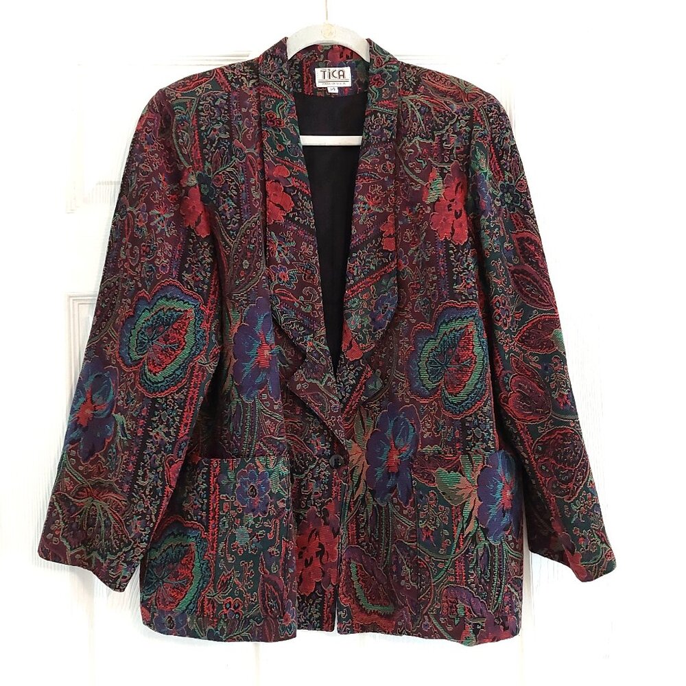 Tapestry Jacket Paisley Brocade Artsy Boho Funky Vtg Y2K